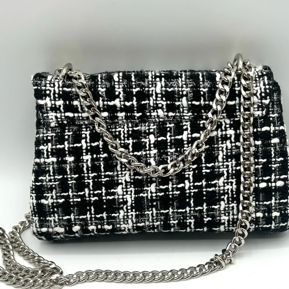 Chic Tweed Chain Crossbody Bag Badgley Mischka